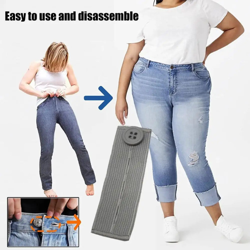 Elastic Button Extenders Unisex Waist Extension Buckle Band Adjustable ...