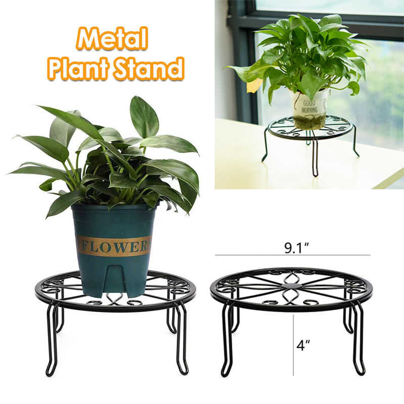 Floor Flower Pot Rack Round Iron Garden Indoor Balcony Decor Single ...