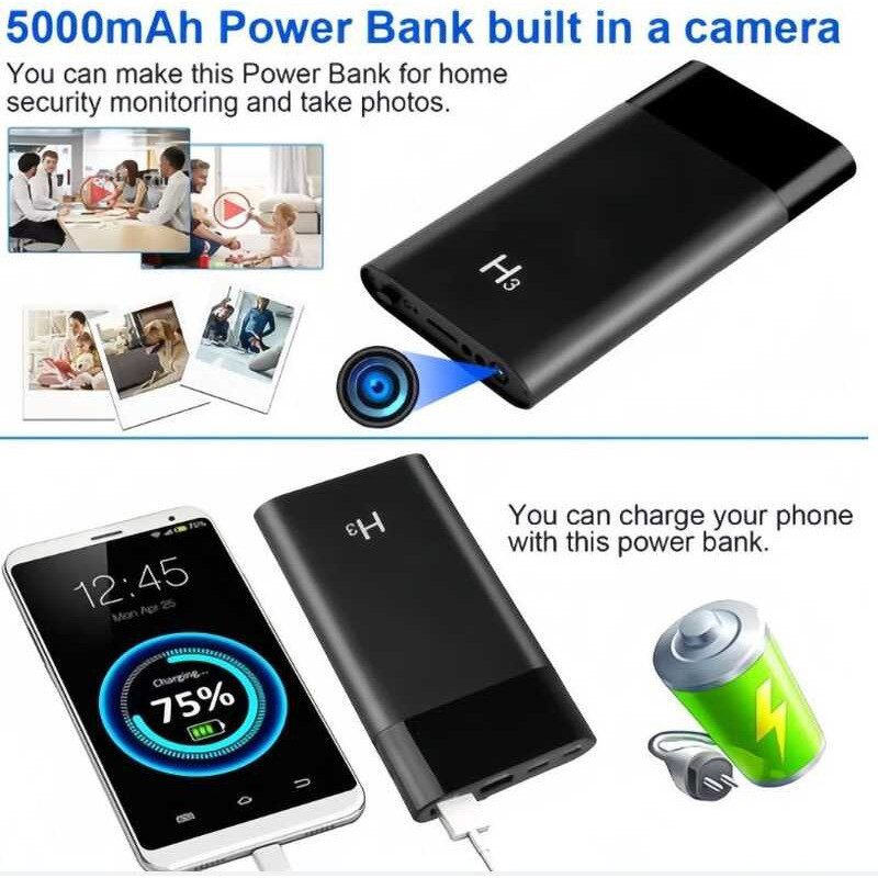 Vision H3 Night Power Bank Spy Hidden Pinhole Camera | Shopee Philippines