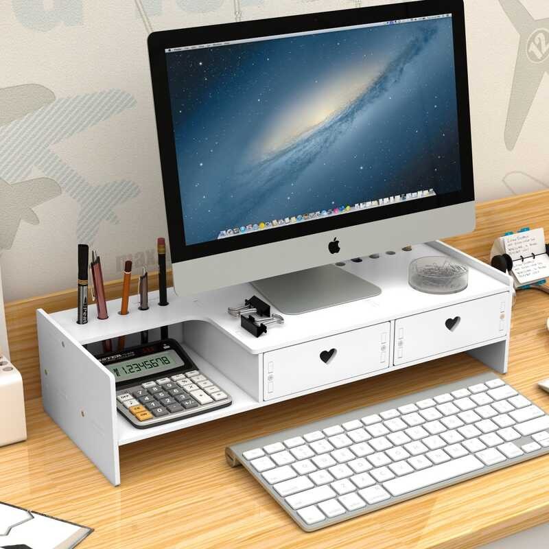Desktop Computer Height Extender with Drawer Storage Rack Desktop ...