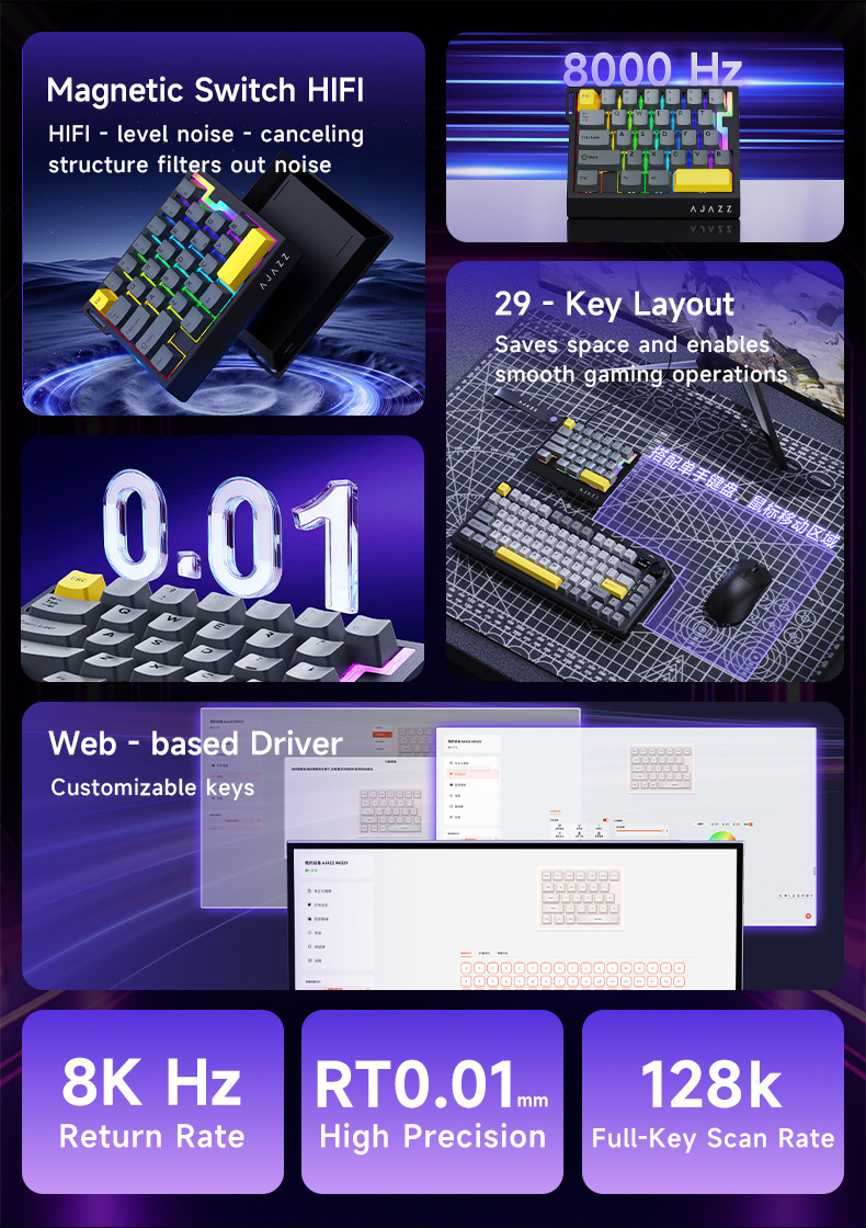 【Local Delivery】AJAZZ AK029 One-Handed Gaming Keyboard 8000Hz Wired ...