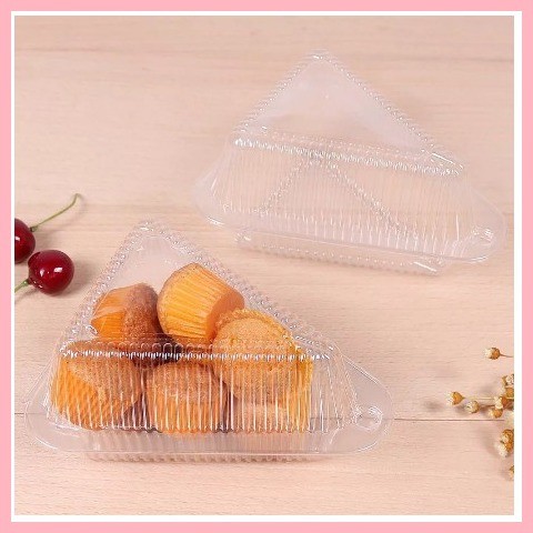 100pcs Clear Triangle Cake Box Sandwich with hinged Clamshell Cake ...