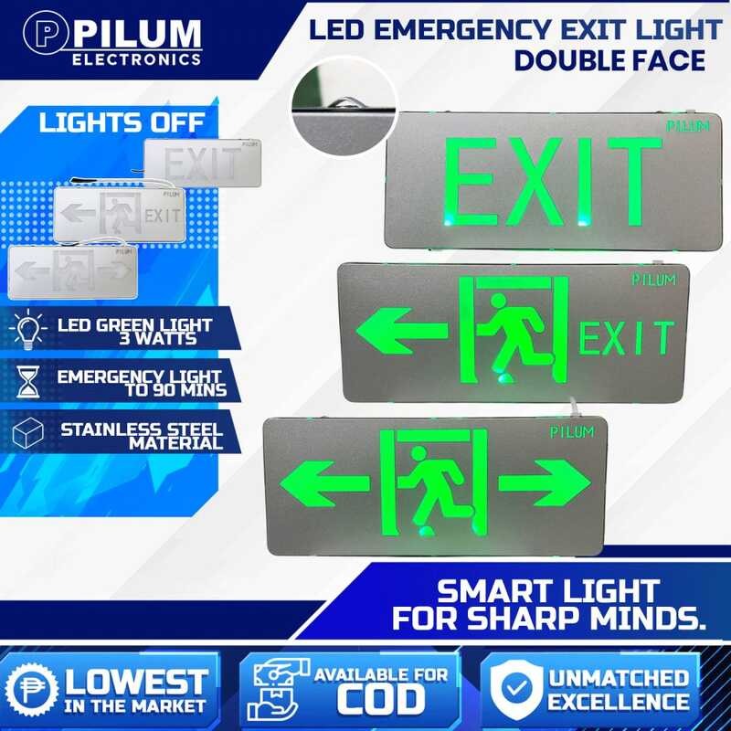 LED Exit Sign Light – 3W Stainless Steel Emergency Signage, EXIT Sign ...