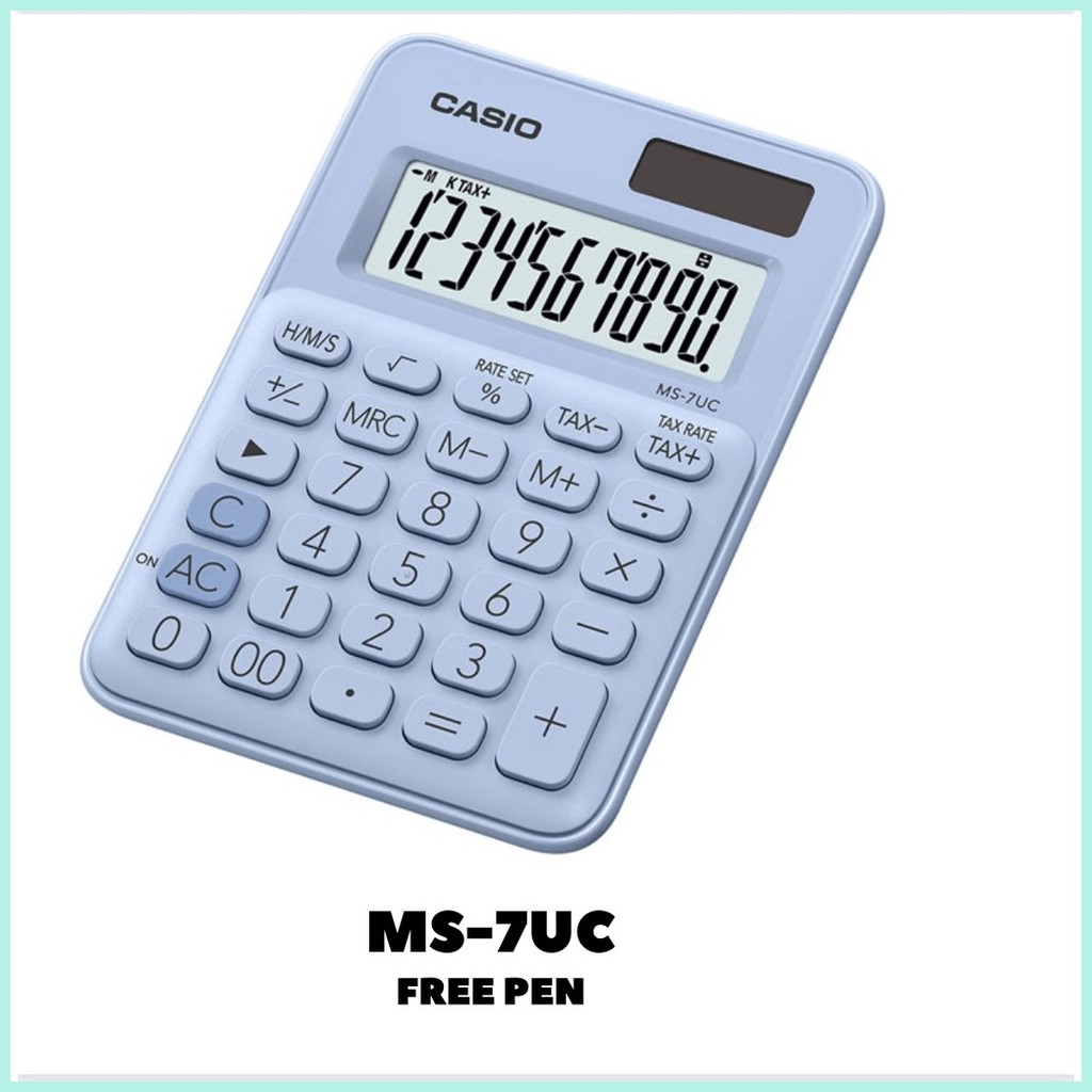 Casio Ms7uc Mini Desk Type Calculator In Lite Blue FREE PEN | Shopee ...