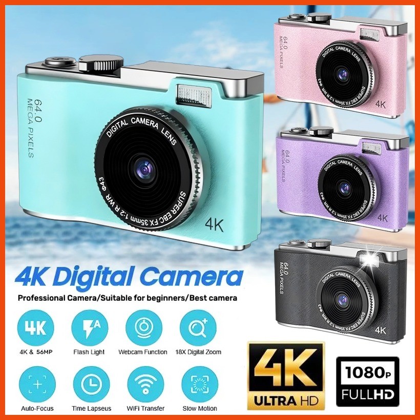 4K Digital Camera HD Selfie With Flash Portable Video Camcorder 48MP ...