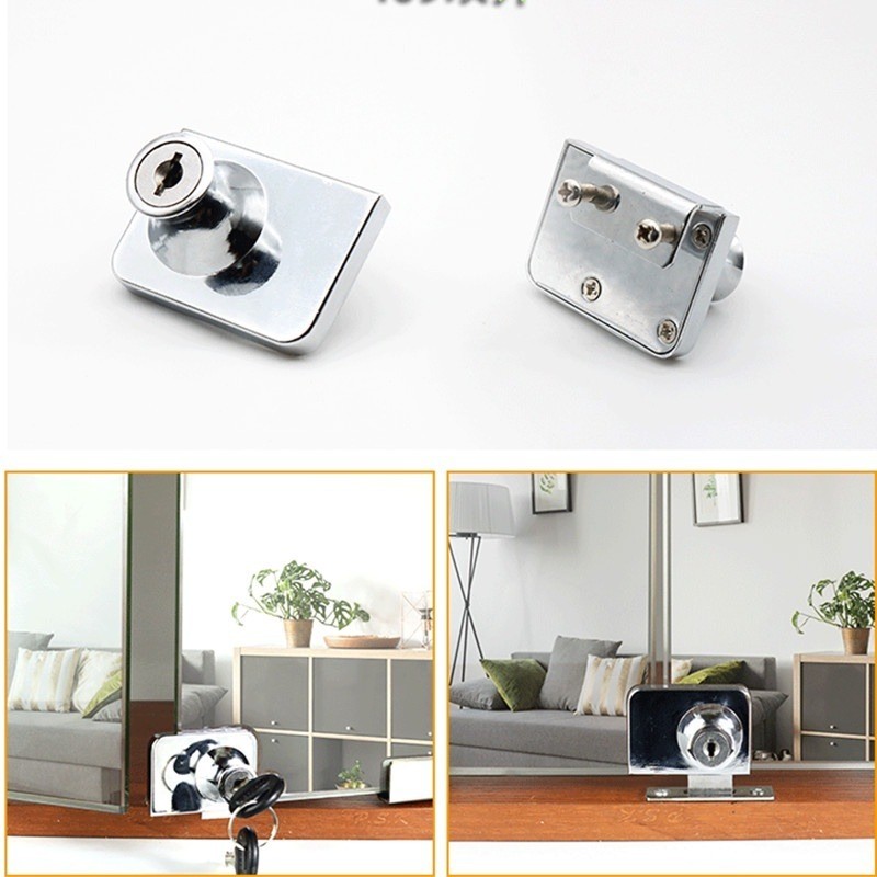 Single Double Glass Lock Showcase Push Sliding Locks Display Cabinet ...