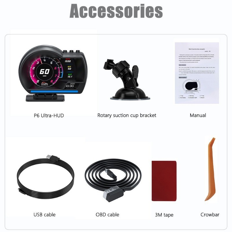 Muti-function Gauge Universal OBD2 Meter Speedometer Head up Display B3 HUD Water Temp Turbo RPM Car Accessories HUD-B3