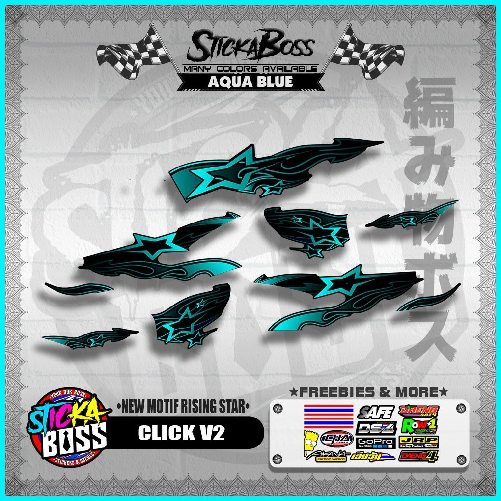 CLICK V2 DECALS ( NEW MOTIF RISING STAR ) [ PREMIUM GLOSSY LAMINATED ...