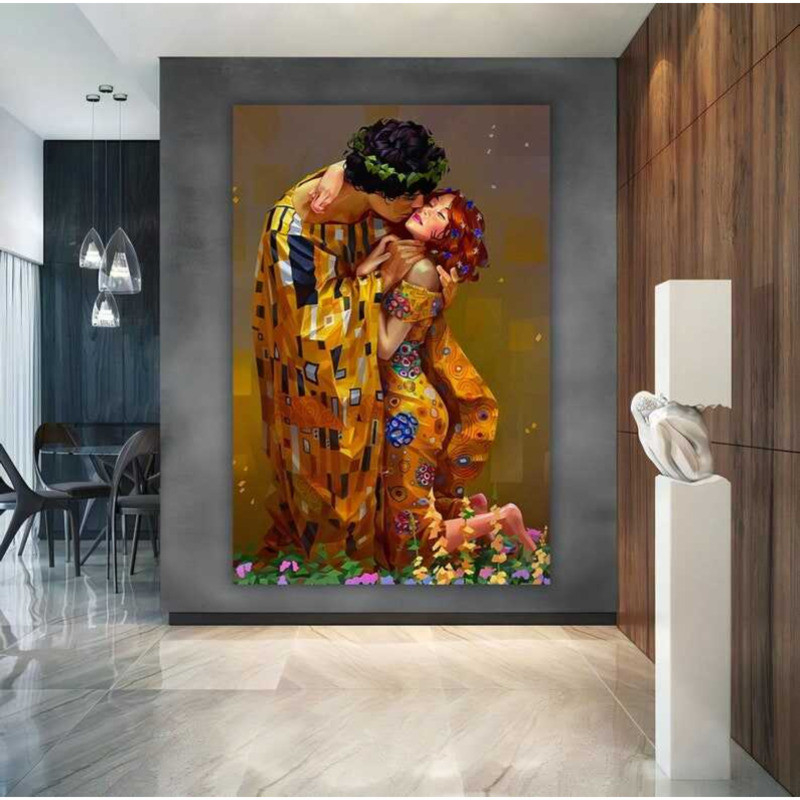 The Kiss Canvas, Klimt Gustav Painting Canvas Print, Kissing Wall Art ...