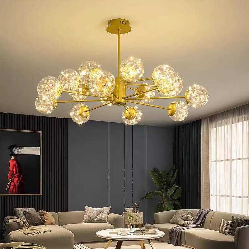 Light Luxury Modern LED Starry Sky Living Chandelier Nordic Dining Room ...