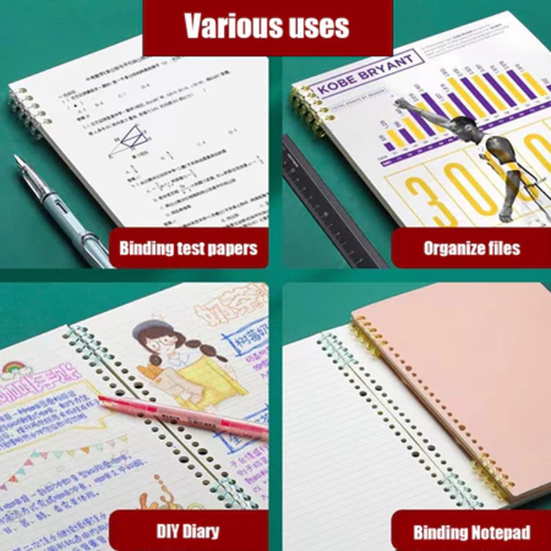 6PC 5 Holes Loose Leaf Binding Ring Refillable Binder for Paper DIY ...