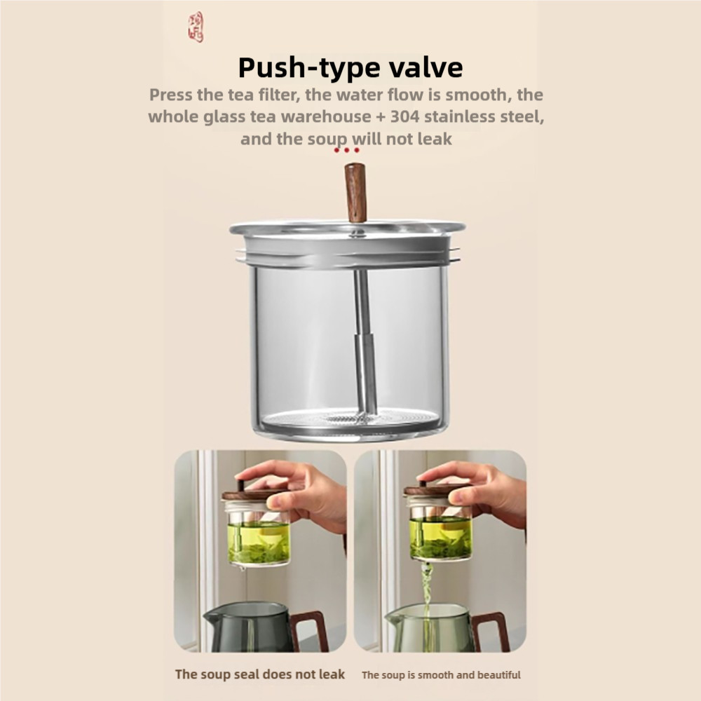 650ML High borosilicate glass brewing teapot, one click tea separation ...