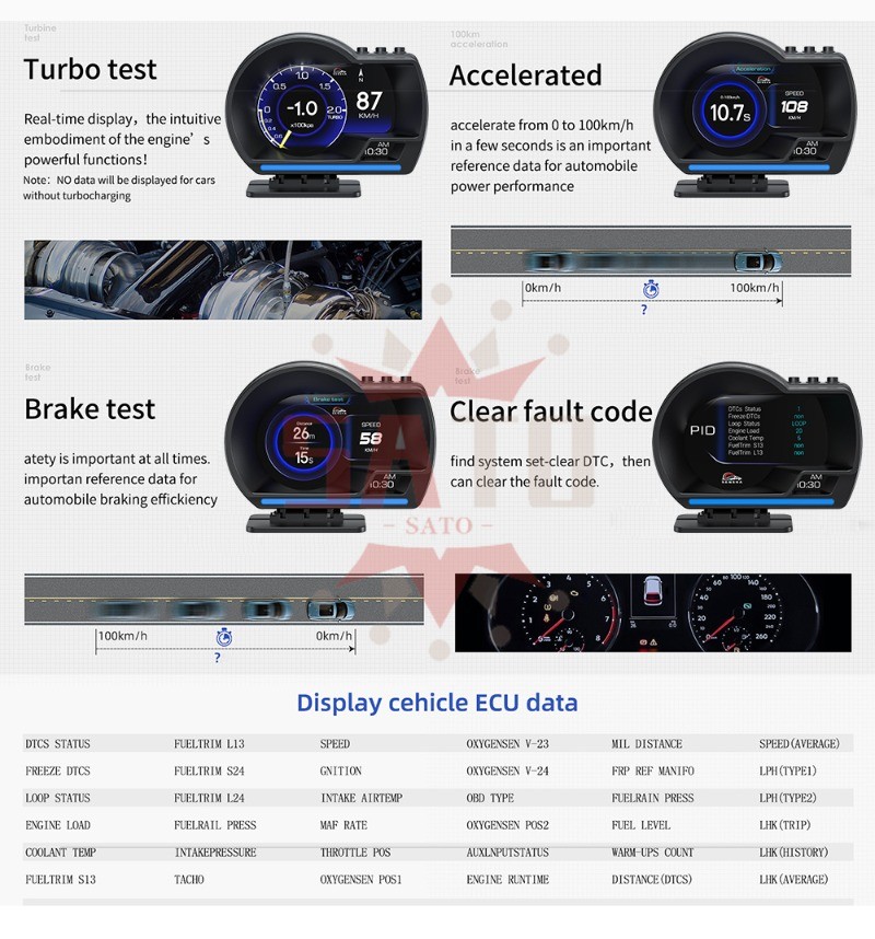 P6 Ultra Obd+Gps Dual System Head Up Display Car Hud Gauge Smart Gauge ...