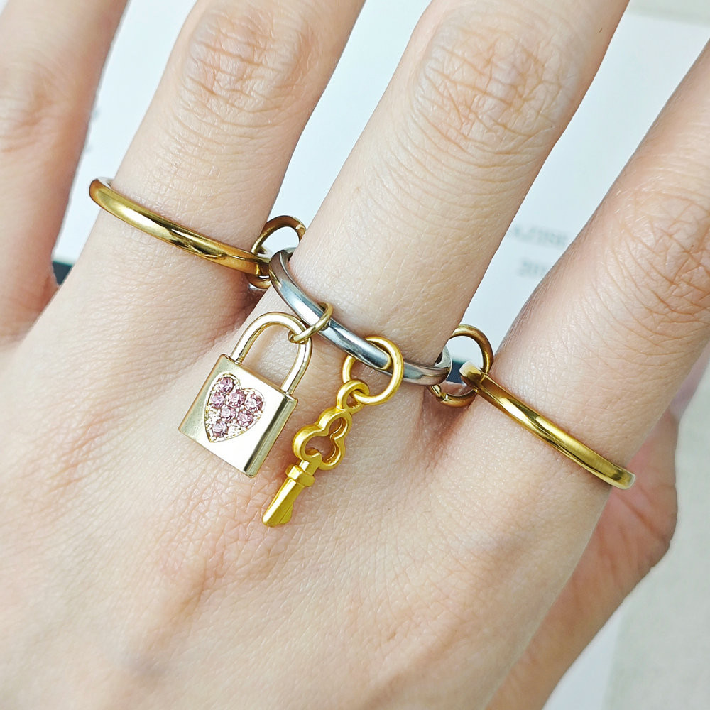 Stainless Steel Spinelli Kilcollin Ring Lock Key Charms INS Fashion ...