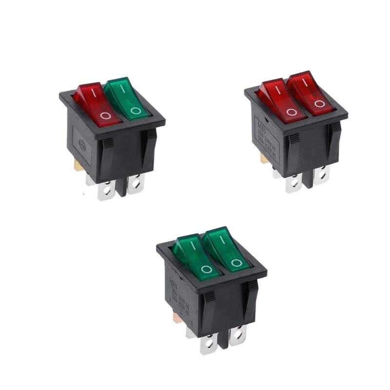 Dual Rocker Switch 6 Pin On-Off With Green Red Light 20A 125V AC ...