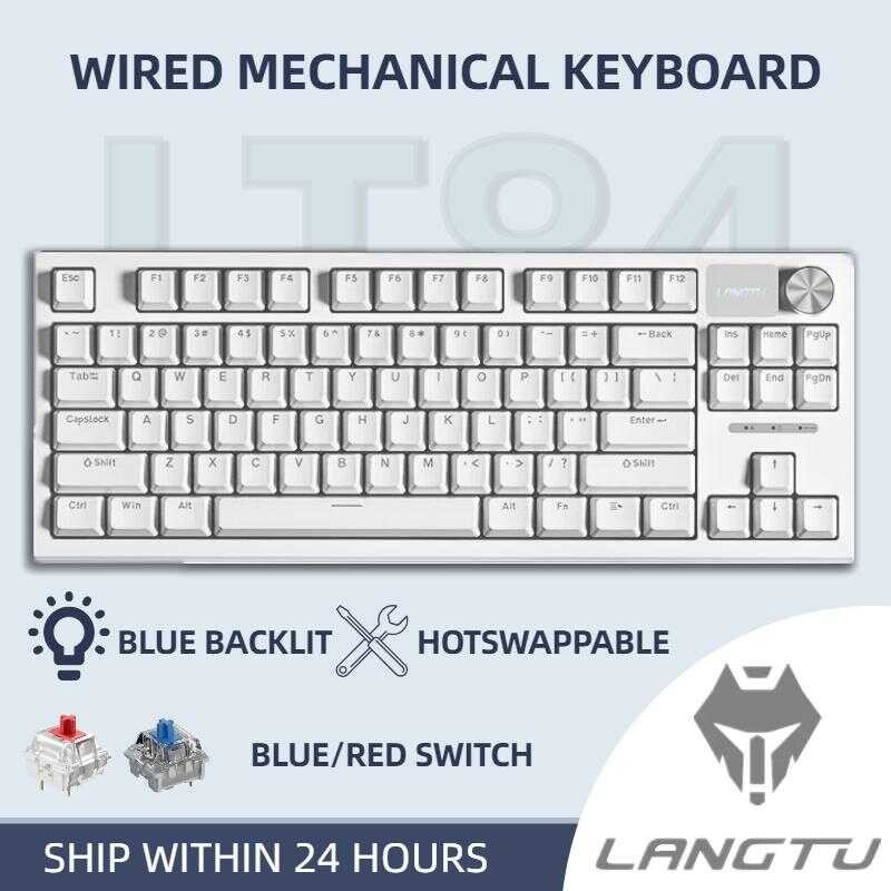 LANGTU Lt84 White Mechanical Keyboard Wired LOGO Screen 5Pin ...