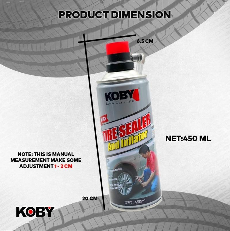KOBY TIRE SEALER AND INFLATOR 450ML 1PC EMERGENCY RUBBER TYRE INFLATOR ...