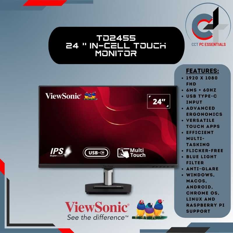 Viewsonic Td2455 24” In-Cell Monitor With USB Type-C Input Advanced ...