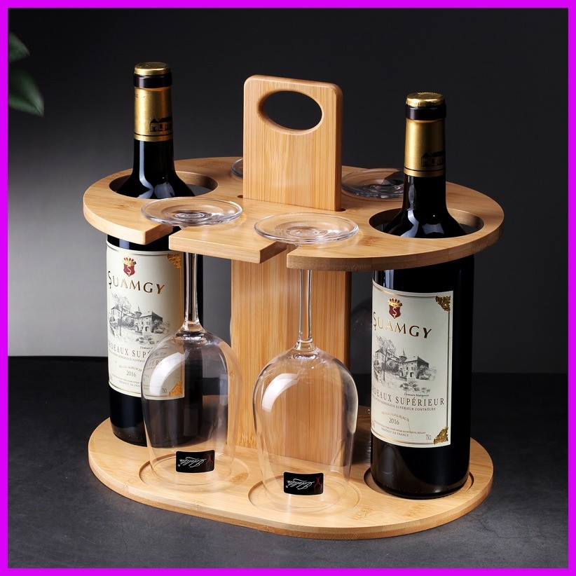 (Ready stock) Glass Bracket With Tall Glass Rack Decoration Wooden Wine ...