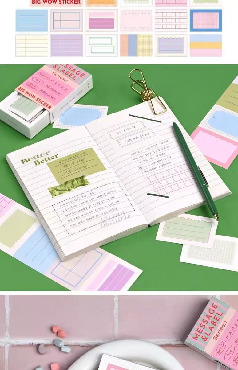 MONO Notes Small Fresh Retro Boxed Handbook Stickers Learning Stickers ...