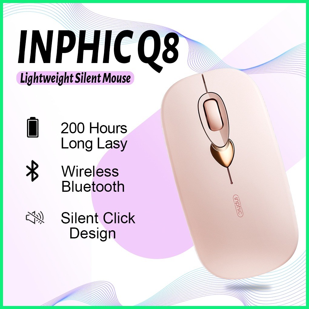 Inphic Q8 Lightweight Bluetooth wireless mouse, 3-speed dpi adjustable ...