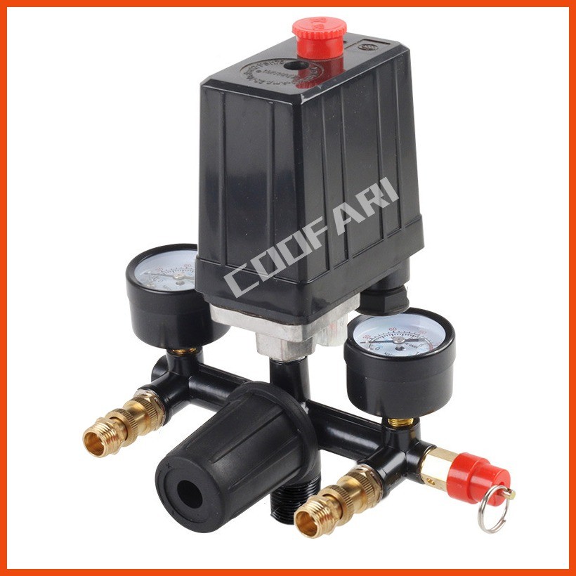 Air Compressor Pressure Control Switch Valve Manifold Regulator Gauges ...