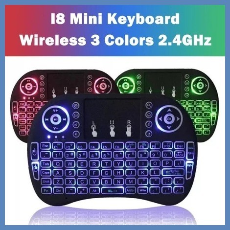 I8 Mini Keyboard 2.4GHz 3-color Backlight Wireless with Touchpad Remote ...