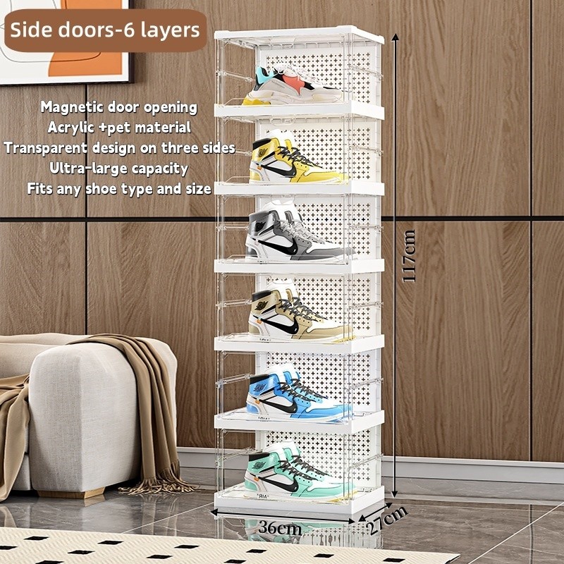 Foldable Stackable Shoe Box Rack Organizer Plastic Organizer Storage ...