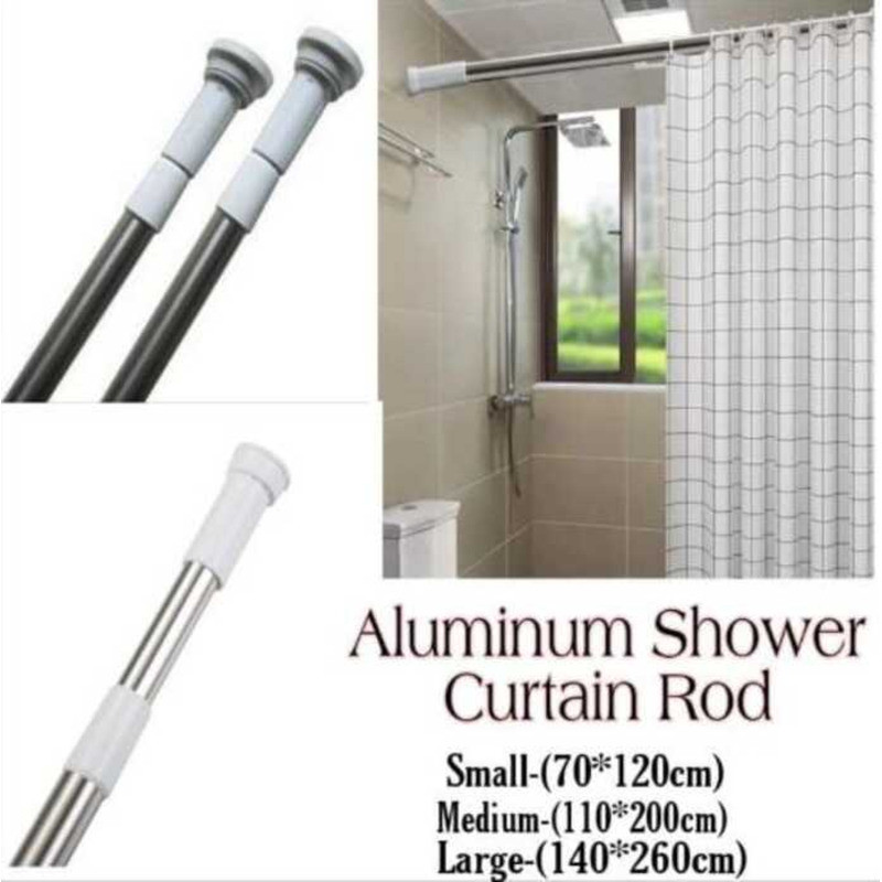 0A0 Stainless Steel Adjustable / Extendable Shower Curtain Tension Rod ...