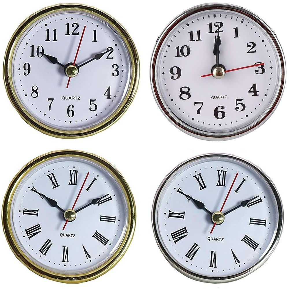 2PCS Quartz Mini Clock Insert for DIY with Roman Numerals Gold Plated ...