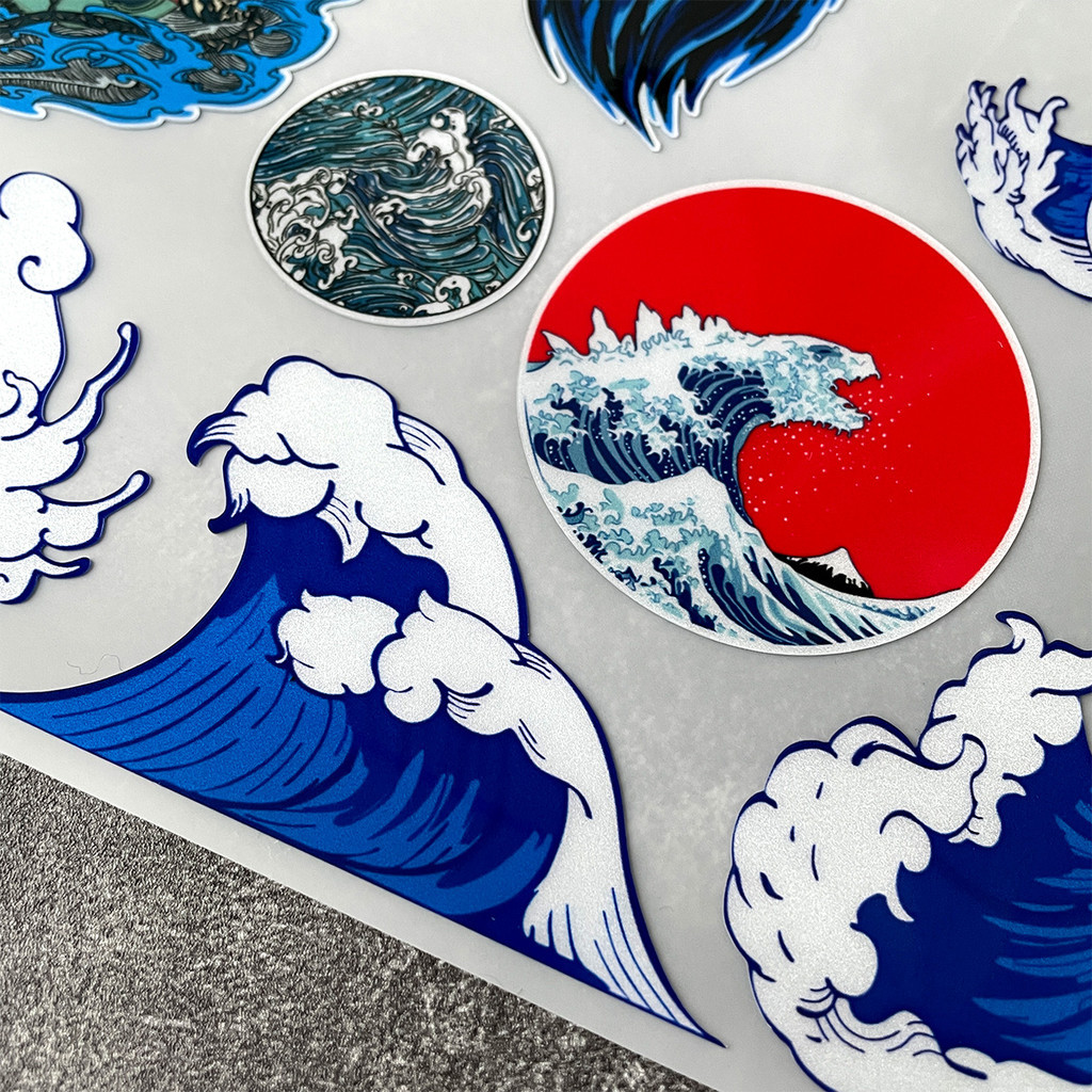 JDM Wave Glossy Vinyl Reflective Car Accessories Sticker Auto Body ...