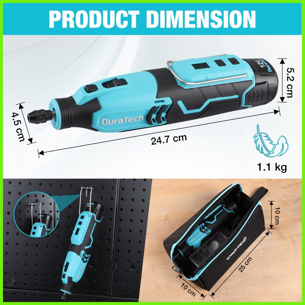 DURATECH 12V Cordless Electric Rotary Tool Lithium Electric Grinder ...