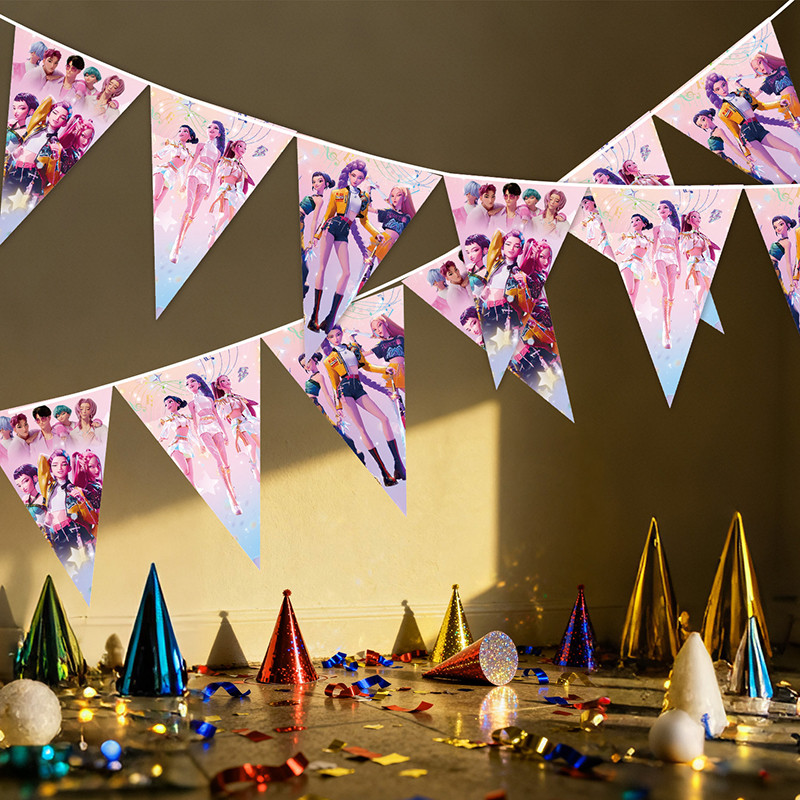 Kpop Demon Hunter Themed Party Props Bunting Invitation Card Set Party ...
