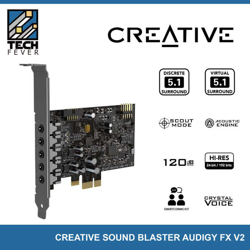 Tt CREATIVE SOUND BLASTER AUDIGY FX V2 Upgradable Hi-Res 5.1 Pci-E ...