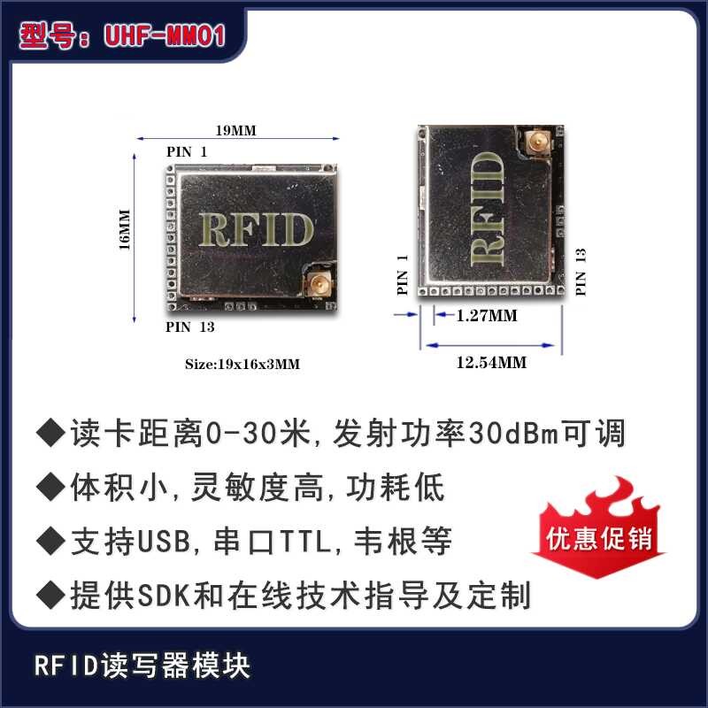 RFID UHF Long Distance Card Built-in Ceramic PCB Board Antenna Reader ...