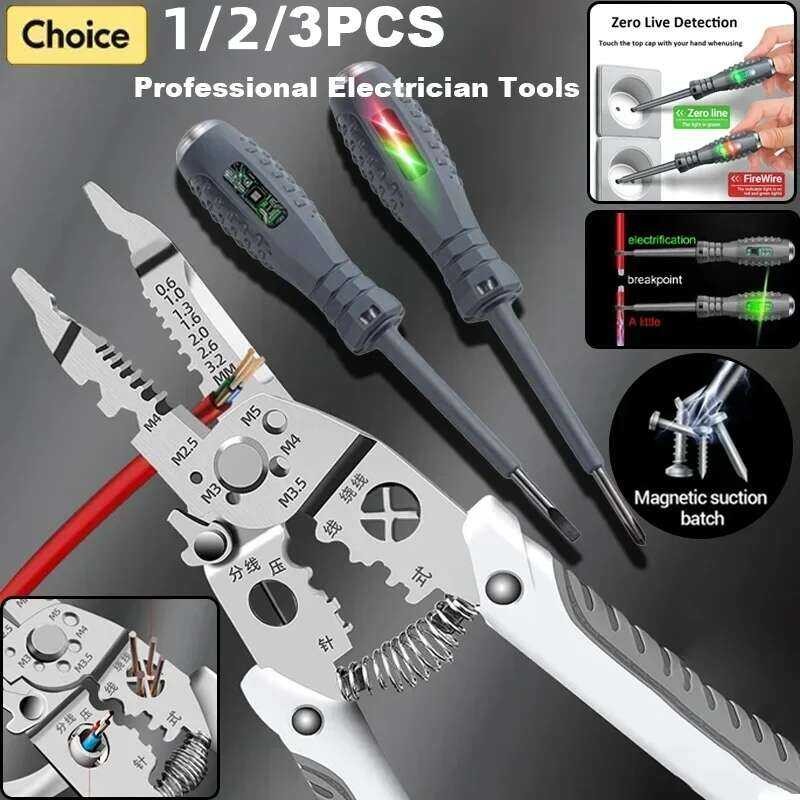 Tt 1/2/3Pcs Professional Electricians Hand Tools Cable Strip.g Pliers ...