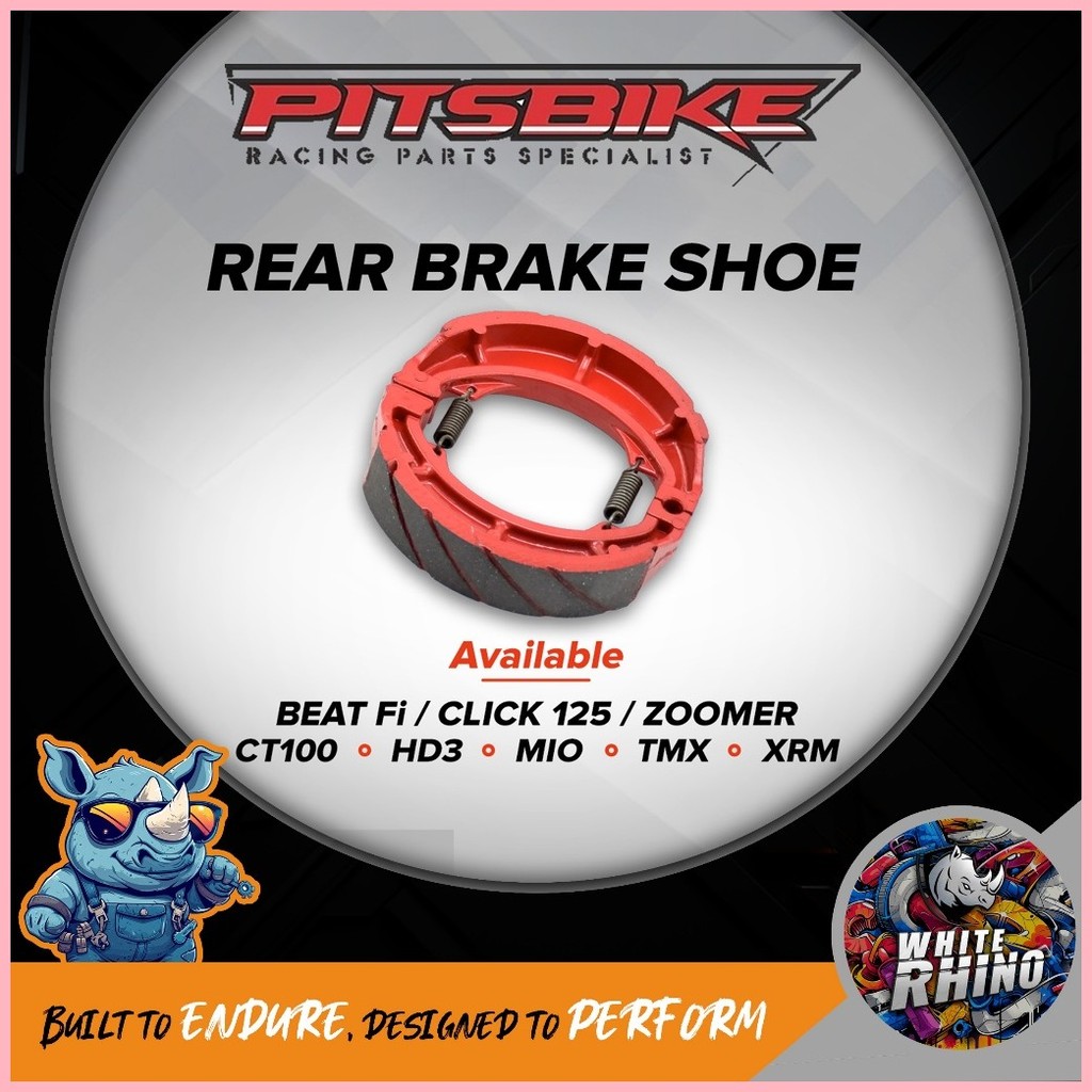 PITSBIKE REAR BRAKE SHOE NON ASBESTOS BEAT FI CLICK125/150 ZOOMER X MIO ...