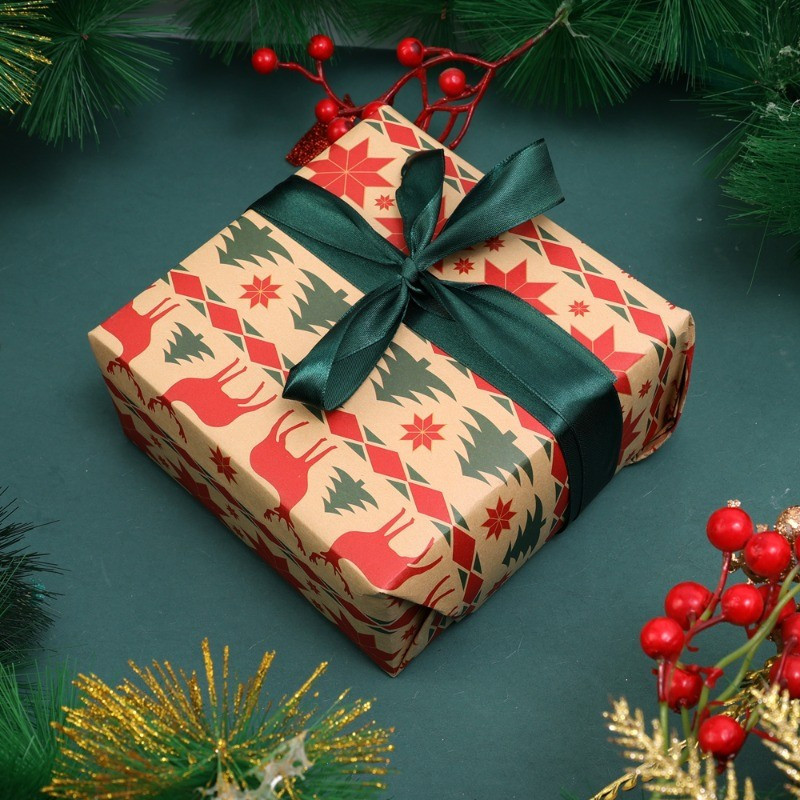 5/10/20Pcs Christmas Gift Wrapper Paper / Xmas Snowflake Pattern Kraft ...