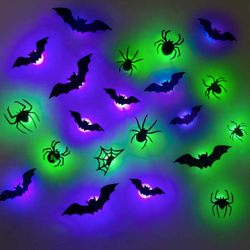 Tt Luminous Realistic Eye-Catching Effects Spooky Spider Bat Sticker ...