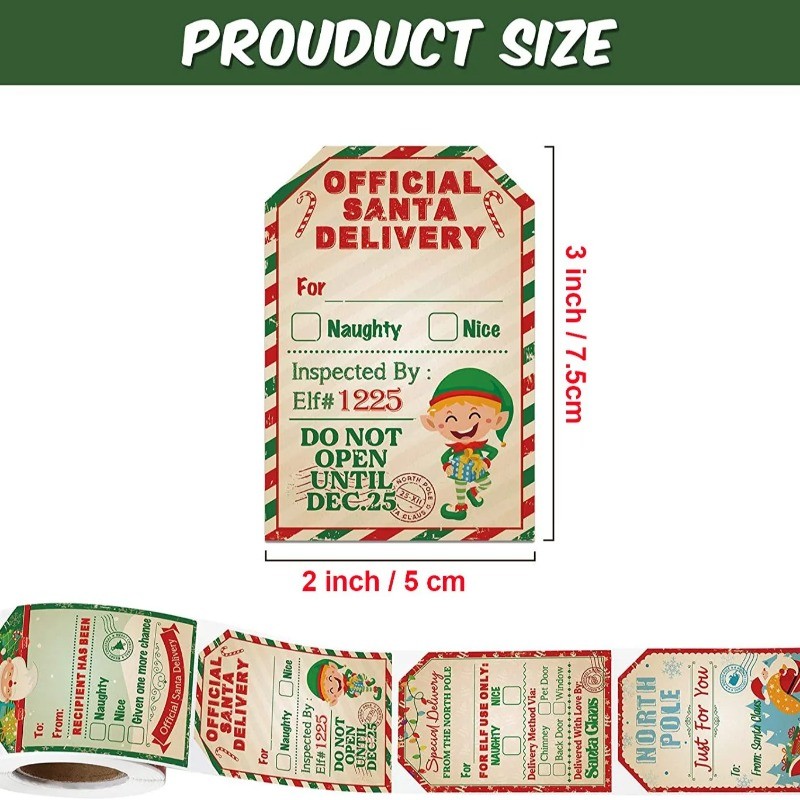 200PCS/roll Stickers Christmas Holiday Decoration Gift Stickers Labels ...
