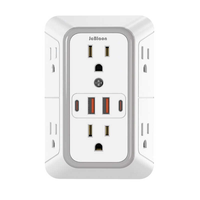 US Multi Wall Socket With 6 AC Outlets 4 USB Port(2 Type C), Universal ...