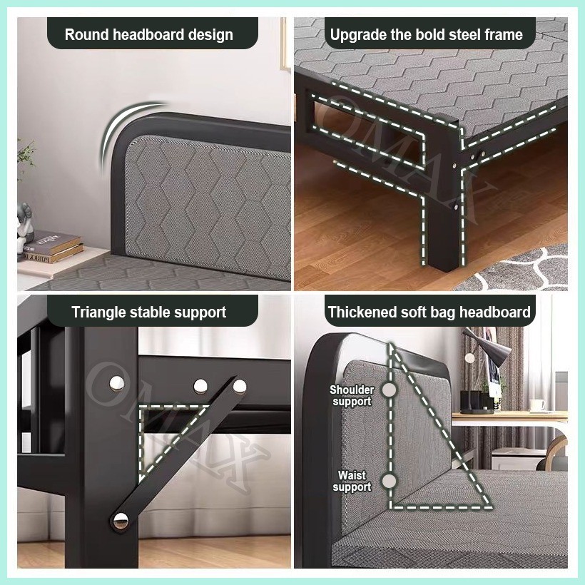 Metal Foldable Bed Portable Bed Folding Bed Double/Single Bed Frame ...