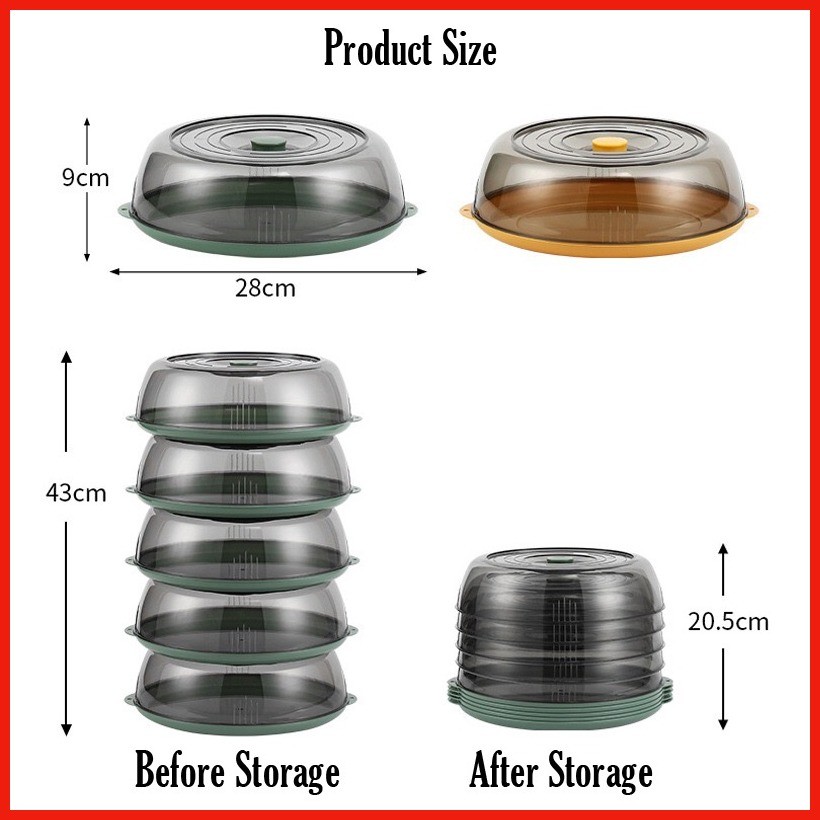 TODAY MARKET Food Cover Multi-purpose Transparent Stackable Plate (5 ...
