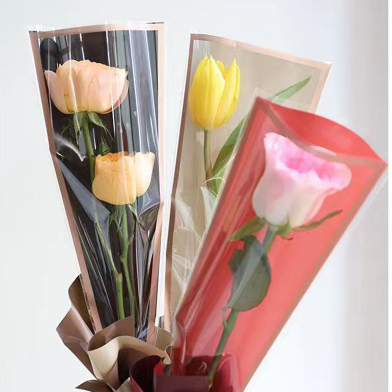 50pcs Single Rose Packaging Bag Transparent Waterproof Flower Floral ...