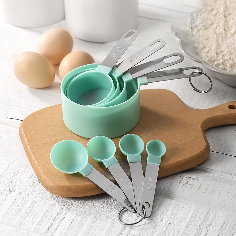 LOTIN SHOP 8Pc Stainless Steel Handle Measuring Spoon Plastic Cup with ...