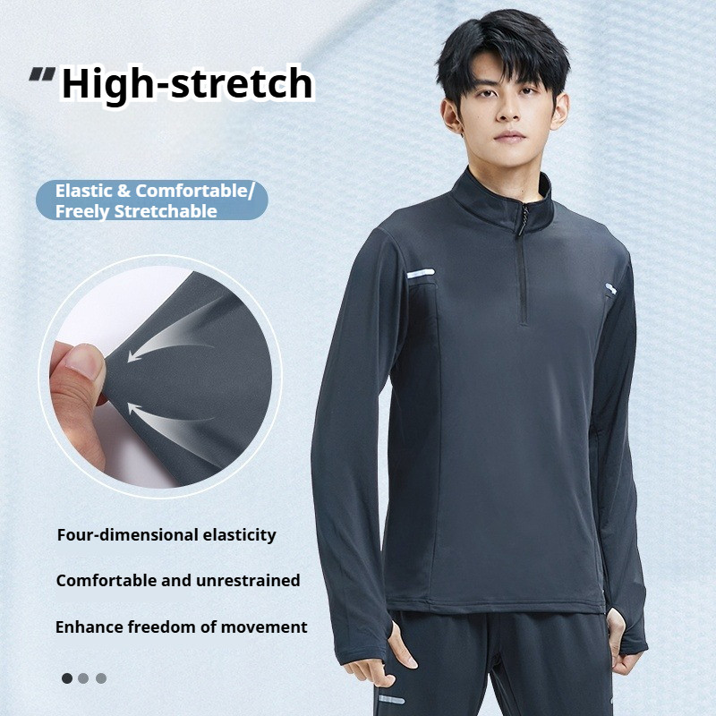 ZENOX M-3XL Unisex Quick Dry Long Sleeve Half Zip Sport T-Shirt Dri-FIT ...