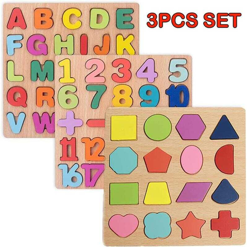 Kiki ABC Alphabet Digital Puzzle Wooden Toys Kid Number Letter Shape ...