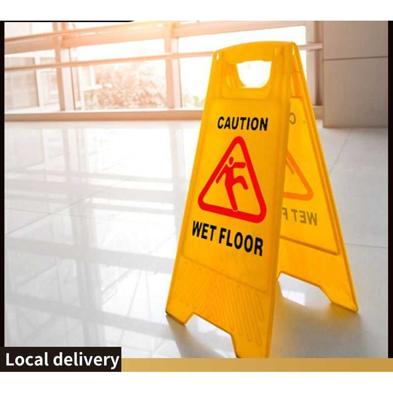 Heavy Duty Plastic Caution Wet Floor Stand Warning Board Sign Yellow ...