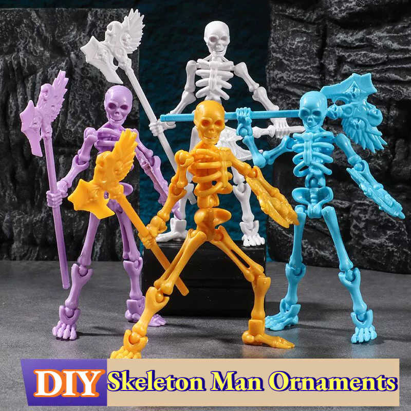 DIY Skeleton Human Model Mini Toy Posable Skull Full Body Figure ...