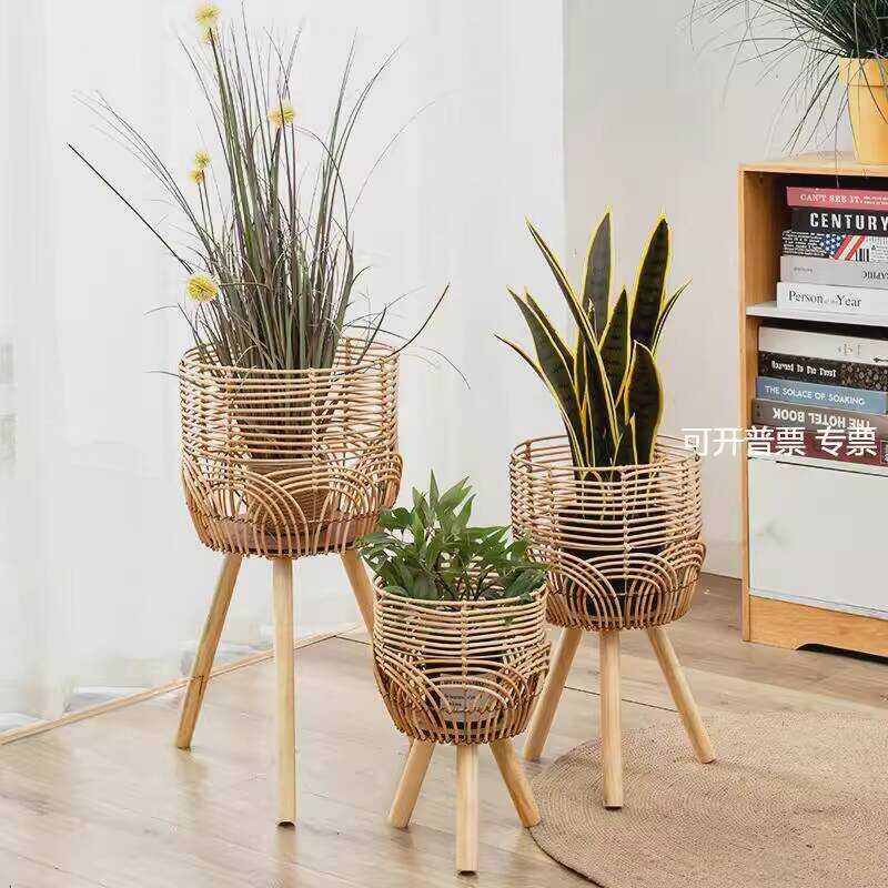 Pot Imitation Rattan Stand Plastic Living Room Floor-standing Storage ...